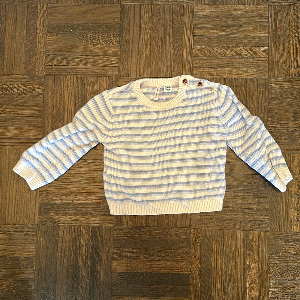 Janie and Jack striped light blue and white sweater 12-18 mon